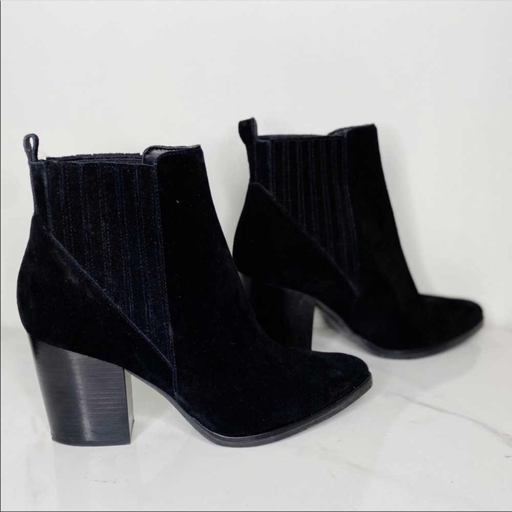 Marc Fisher Alva Black Suede Pointed Toe Booties 9
